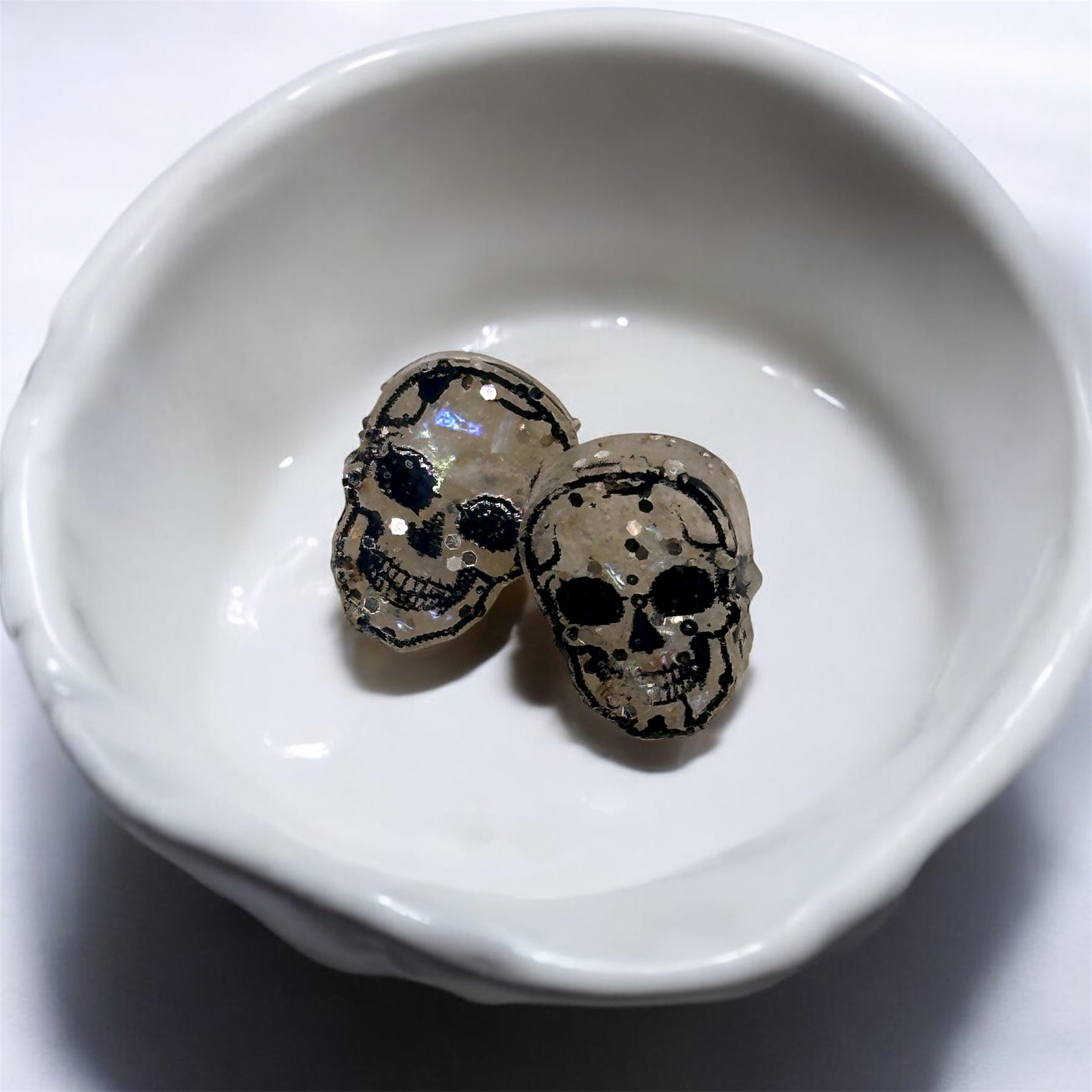 Glitter Resin Skull Studs